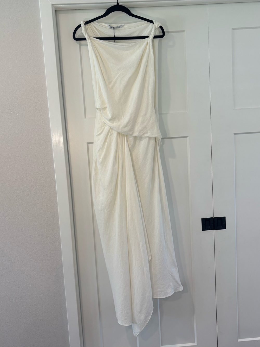 NWT Zara Ivory Draped Maxi Dress - Picture 4 of 6